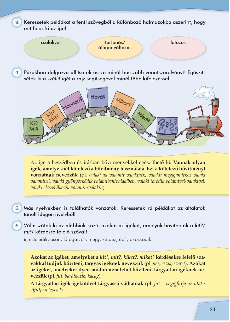 Az ige a beszédben és írásban bővítményekkel egészíthető ki. Vannak olyan igék, amelyeknél kötelező a bővítmény használata. Ezt a kötelező bővítményt vonzatnak nevezzük (pl.