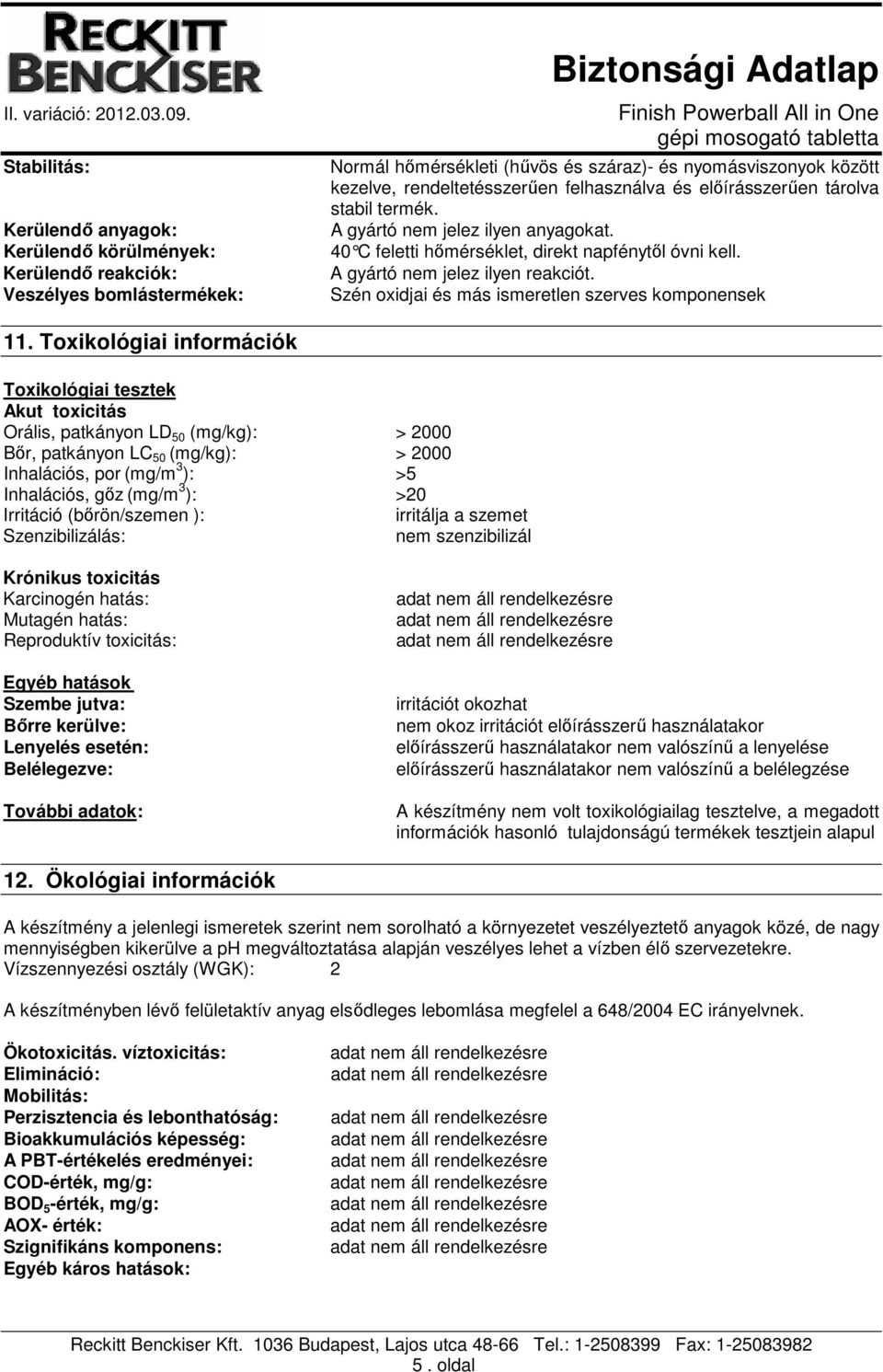 Szén oxidjai és más ismeretlen szerves komponensek 11.