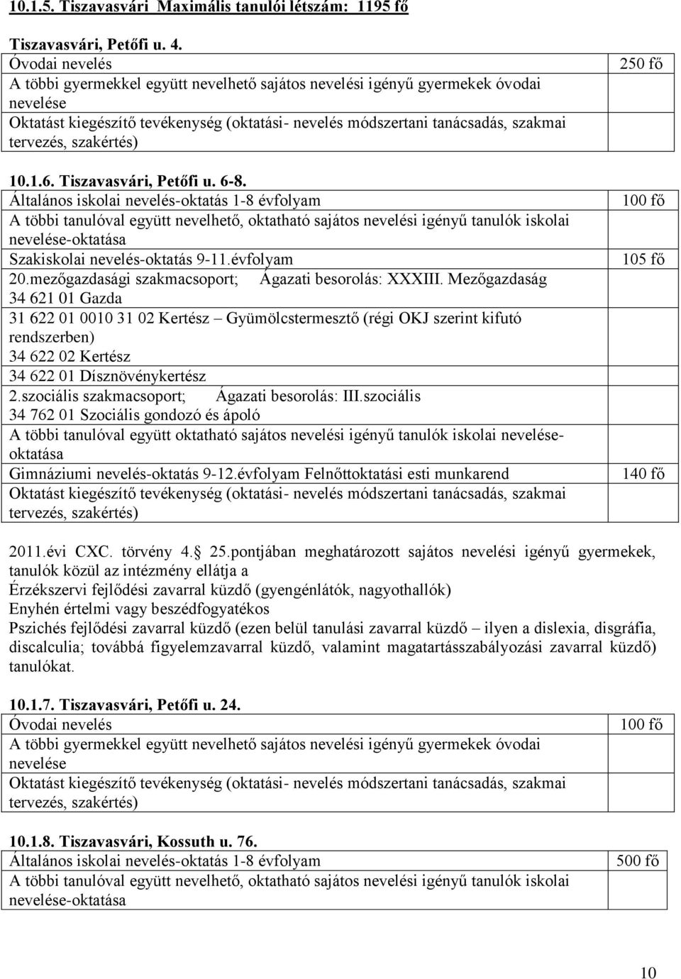 szakértés) 10.1.6. Tiszavasvári, Petőfi u. 6-8.