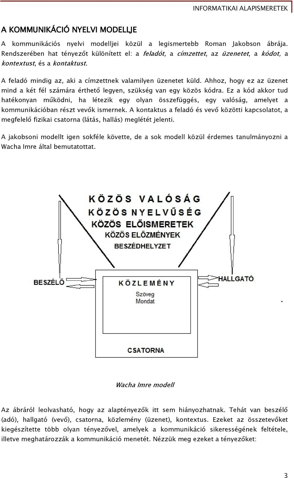 Ahhoz, hogy ez az üzenet mind a két fél számára érthető legyen, szükség van egy közös kódra.