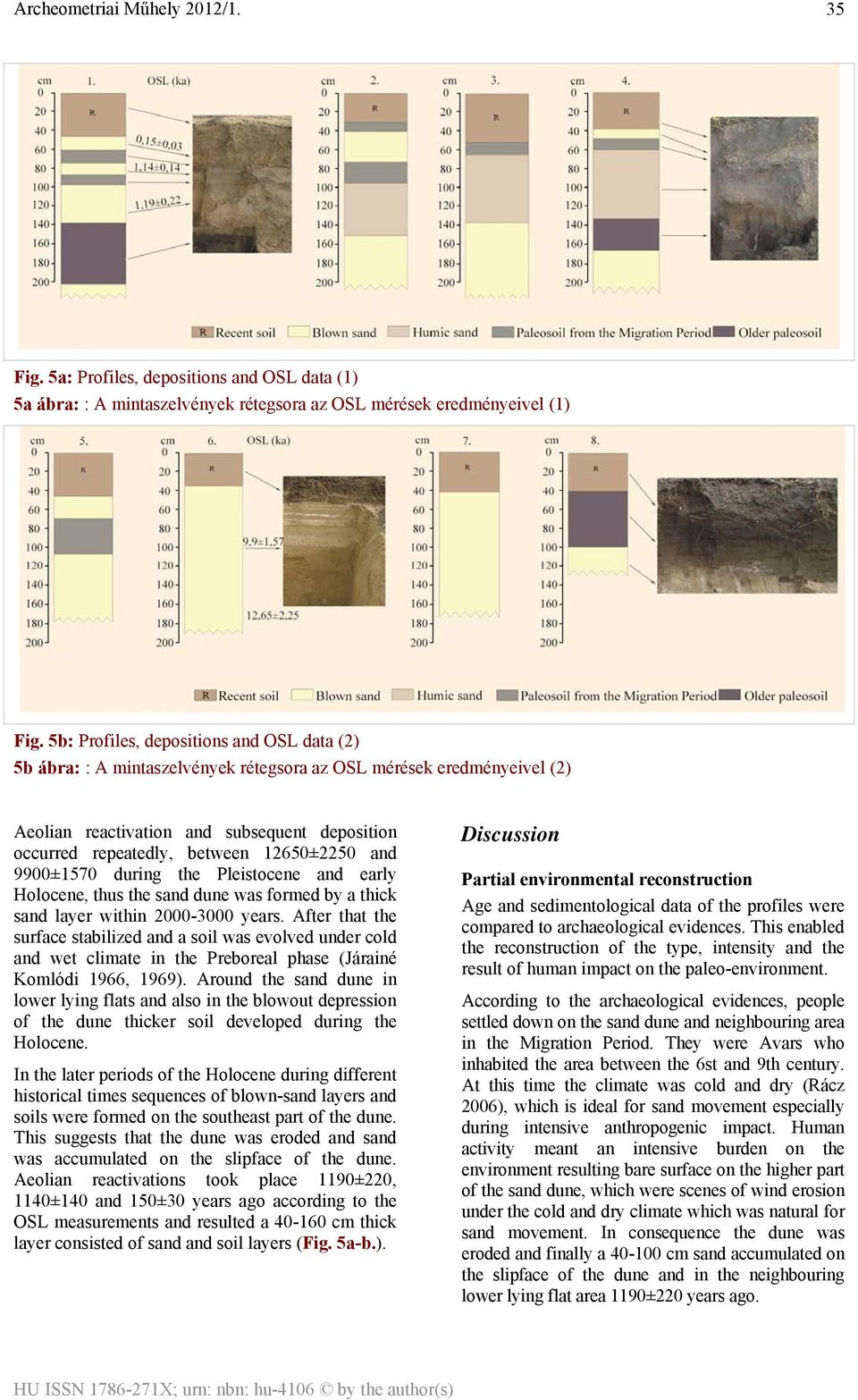 12650±2250 and 9900±1570 during the Pleistocene and early Holocene, thus the sand dune was formed by a thick sand layer within 2000-3000 years.