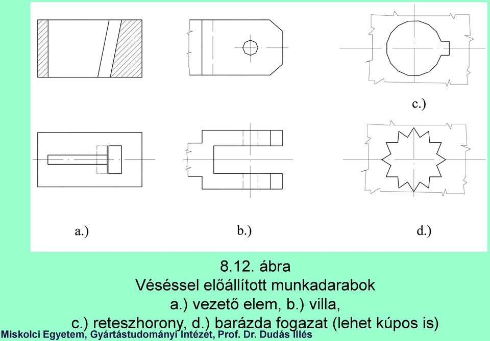 ) villa, c.) reteszhorony, d.