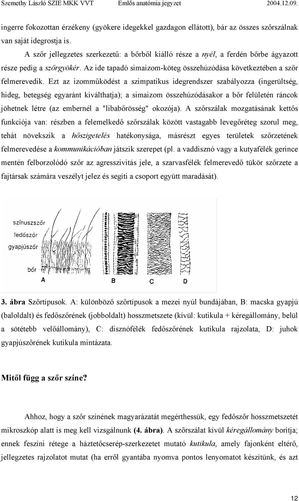 Ezt az izomműködést a szimpatikus idegrendszer szabályozza (ingerültség, hideg, betegség egyaránt kiválthatja); a simaizom összehúzódásakor a bőr felületén ráncok jöhetnek létre (az embernél a