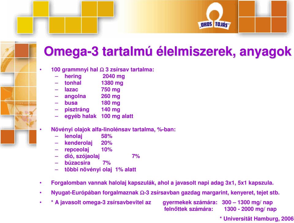 növényi olaj 1% alatt Forgalomban vannak halolaj kapszulák, ahol a javasolt napi adag 3x1, 5x1 kapszula.