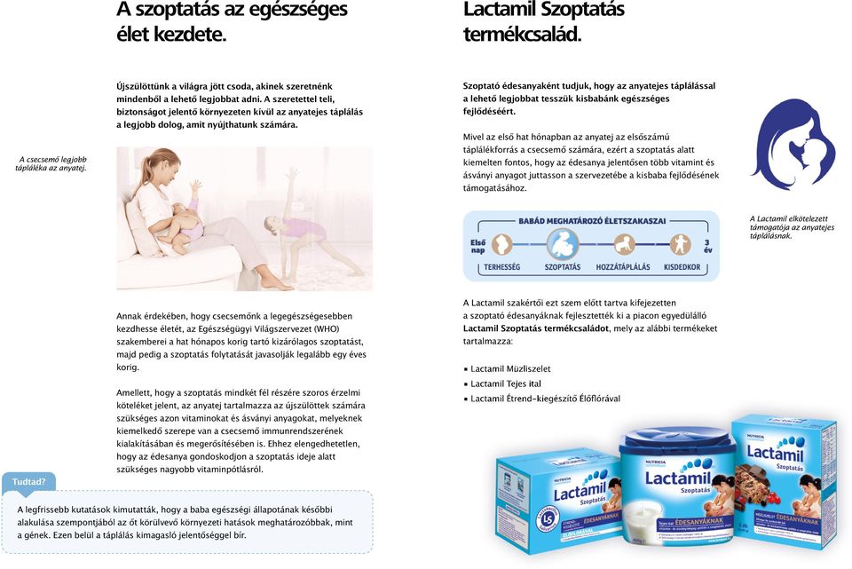 A szeretettel teli, biztonságot jelentő környezeten kívül az anyatejes táplálás a legjobb dolog, amit nyújthatunk számára.