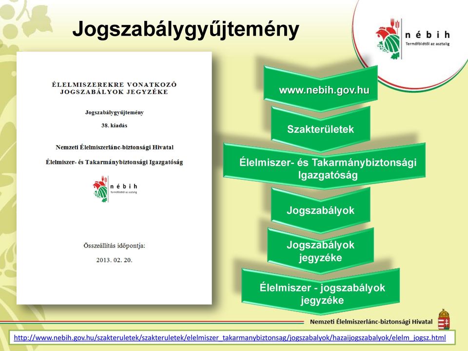 Jogszabályok Jogszabályok jegyzéke Élelmiszer - jogszabályok jegyzéke