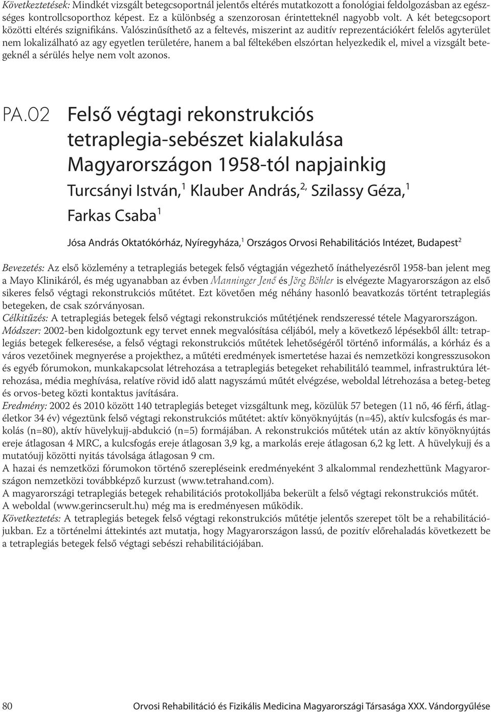 Valószinűsíthető az a feltevés, miszerint az auditív reprezentációkért felelős agyterület nem lokalizálható az agy egyetlen területére, hanem a bal féltekében elszórtan helyezkedik el, mivel a