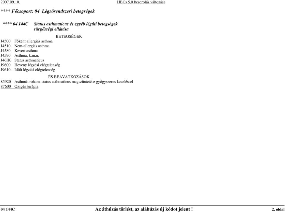allergiás asthma J4510 Nem-allergiás asthma J4580 Kevert asthma J4590 Asthma, k.m.n.