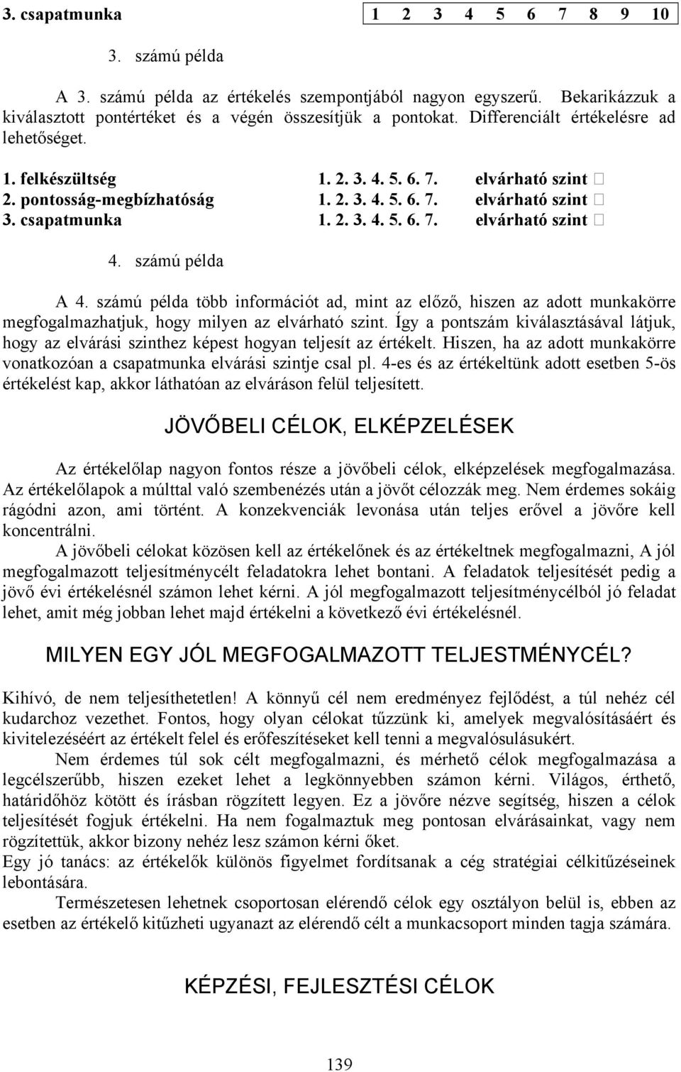 számú példa A 4. számú példa több információt ad, mint az előző, hiszen az adott munkakörre megfogalmazhatjuk, hogy milyen az elvárható szint.