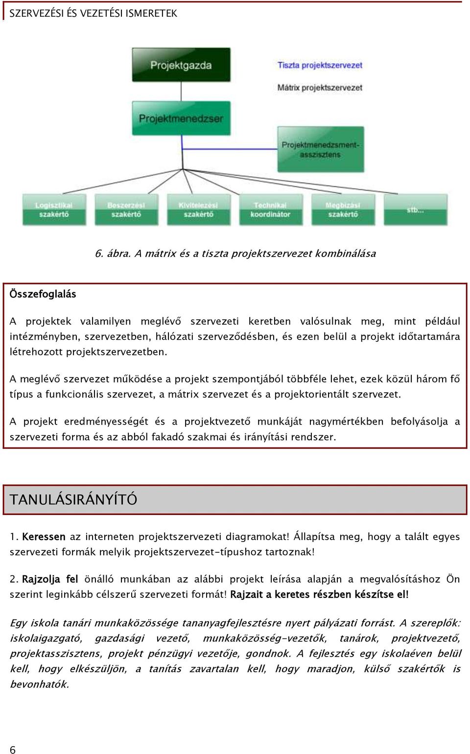 ezen belül a projekt időtartamára létrehozott projektszervezetben.