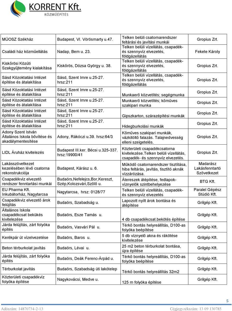 Csapadékvíz elvezető rendszer fenntartási munkái EU Pharma Kft.