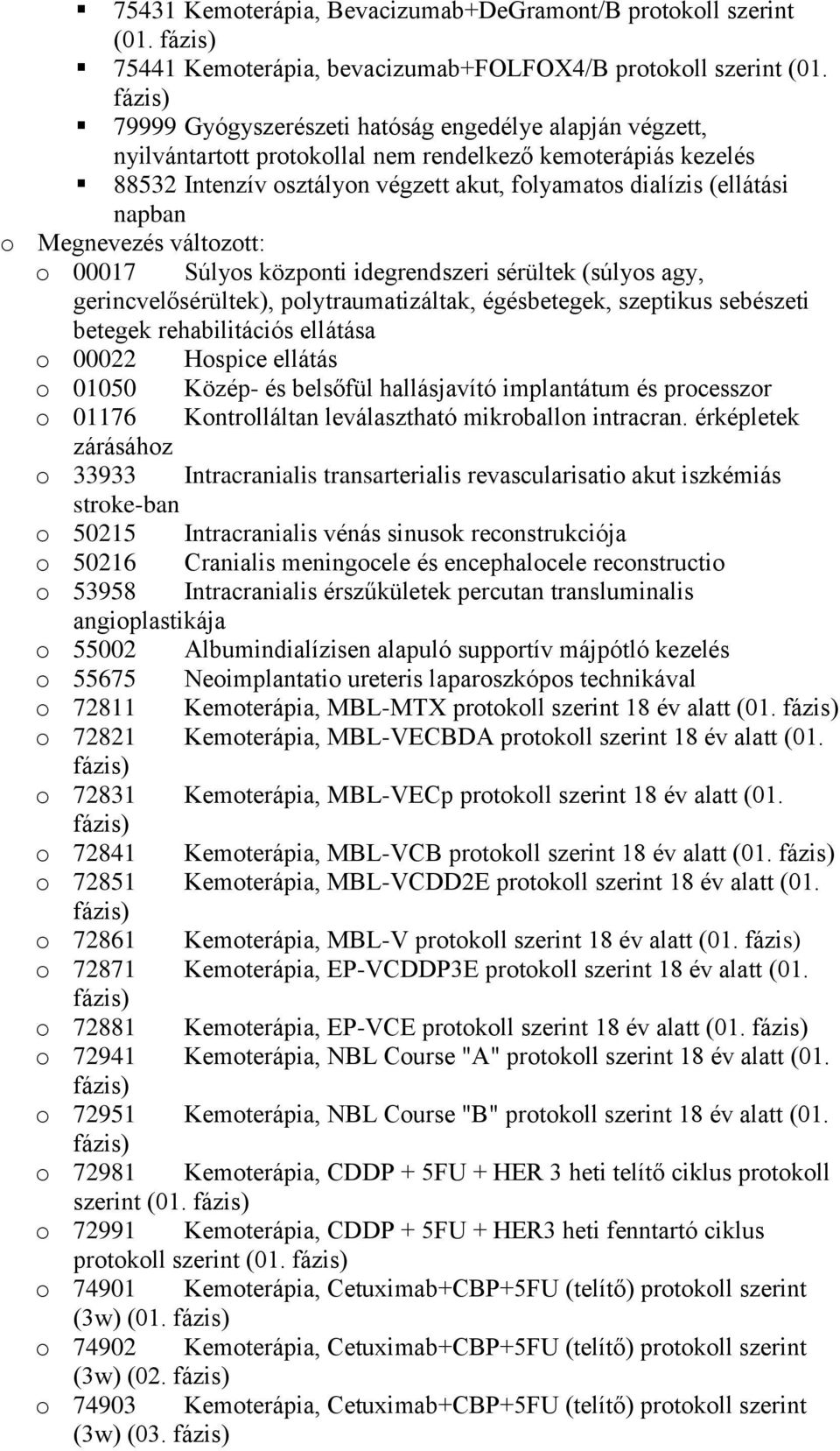 napban o Megnevezés változott: o 00017 Súlyos központi idegrendszeri sérültek (súlyos agy, gerincvelősérültek), polytraumatizáltak, égésbetegek, szeptikus sebészeti betegek rehabilitációs ellátása o