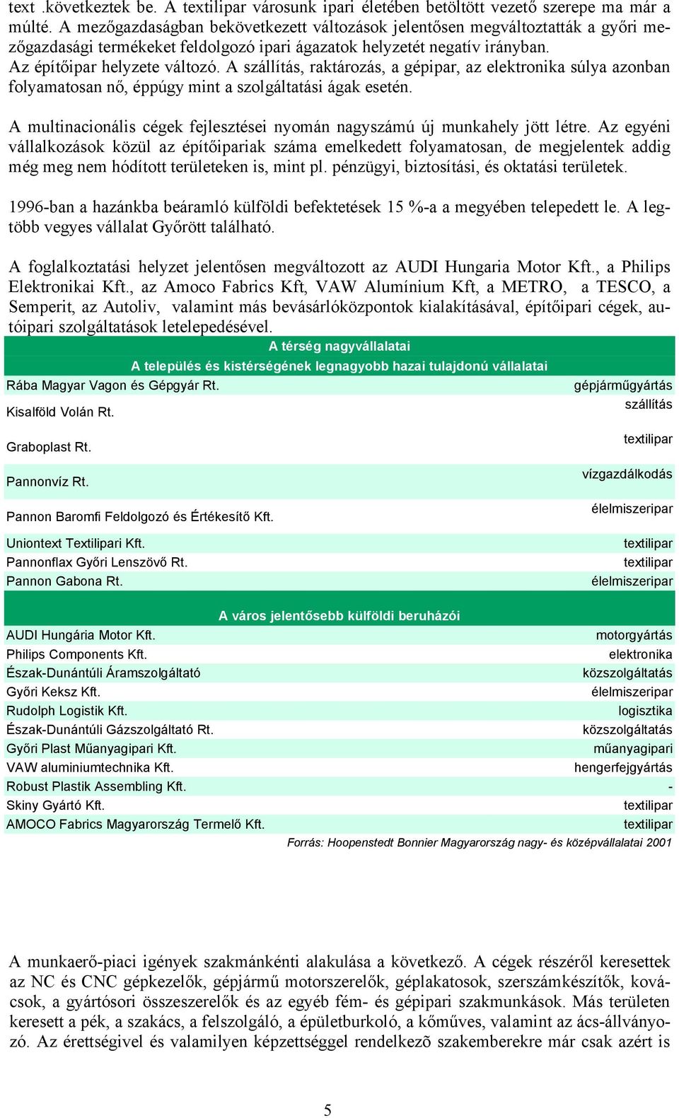 A szállítás, raktározás, a gépipar, az elektronika súlya azonban folyamatosan nő, éppúgy mint a szolgáltatási ágak esetén.