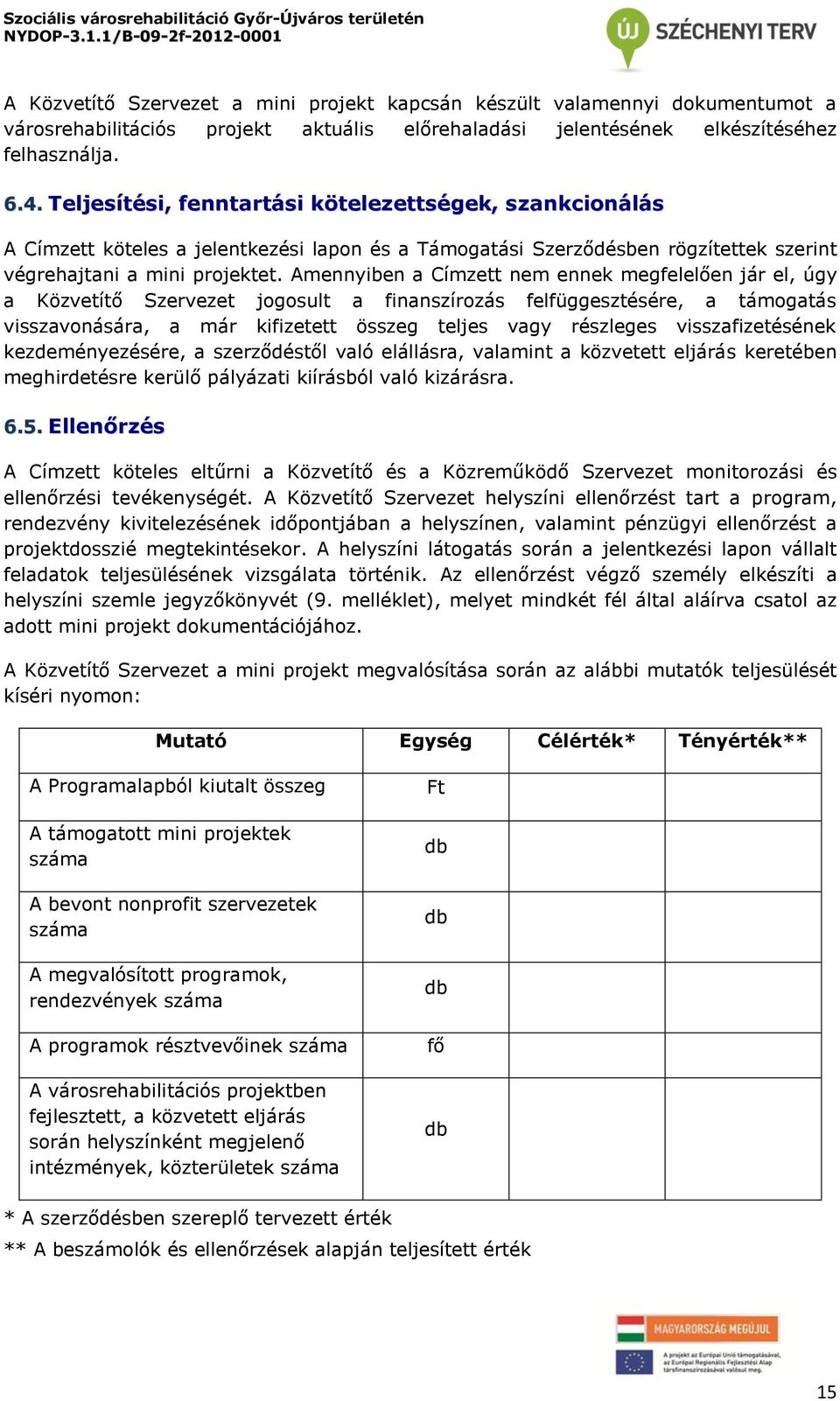 Amennyiben a Címzett nem ennek megfelelően jár el, úgy a Közvetítő Szervezet jogosult a finanszírozás felfüggesztésére, a támogatás visszavonására, a már kifizetett összeg teljes vagy részleges