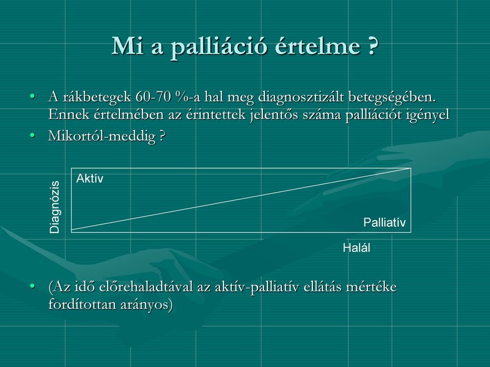 Ennek értelmében az érintettek jelentős száma palliációt igényel