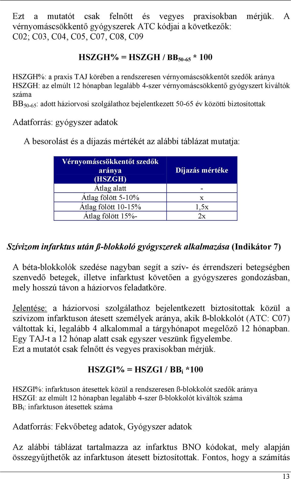 aránya HSZGH: az elmúlt 12 hónapban legalább 4-szer vérnyomáscsökkentő gyógyszert kiváltók száma BB 50-65 : adott háziorvosi szolgálathoz bejelentkezett 50-65 év közötti biztosítottak Adatforrás: