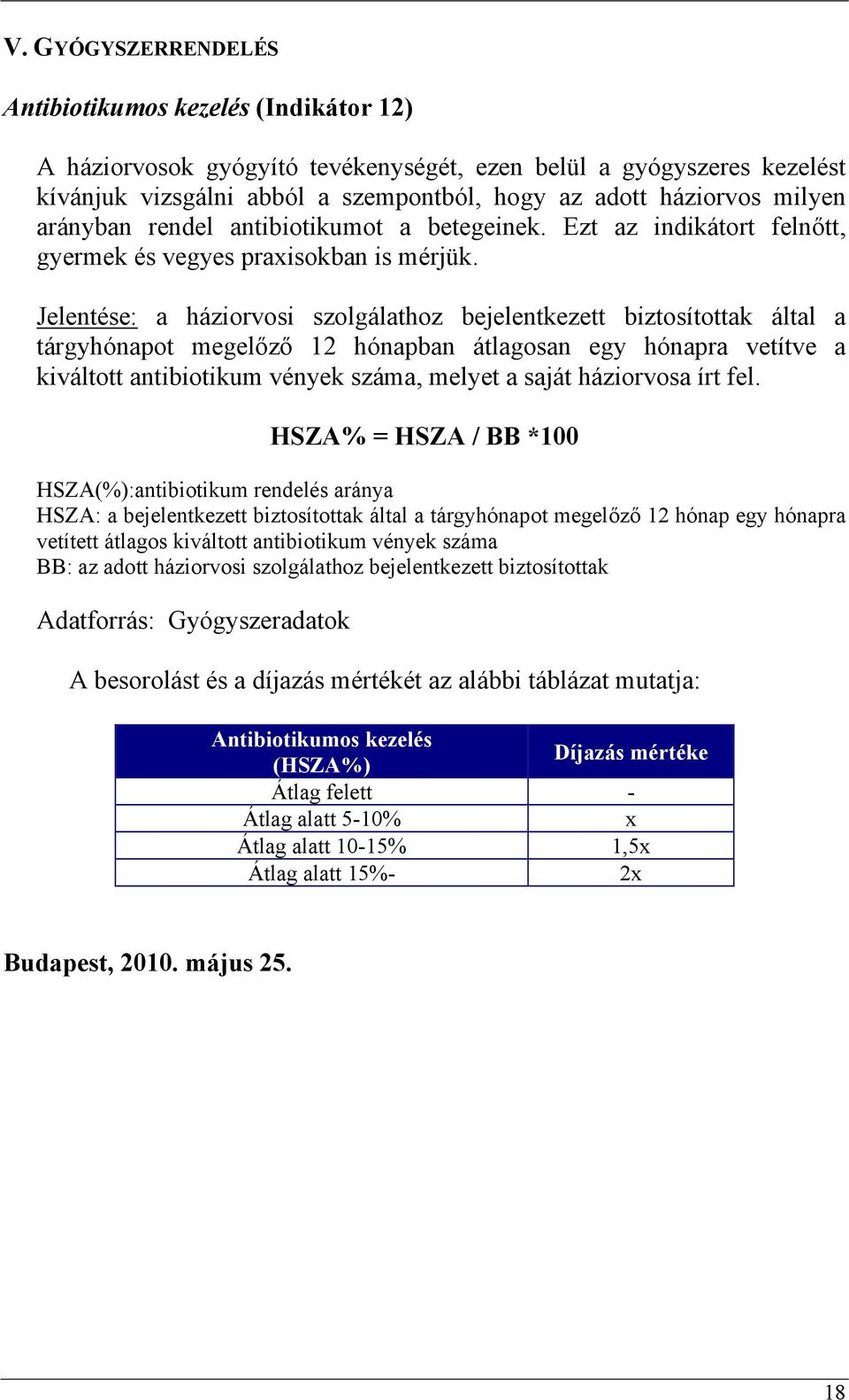 Jelentése: a háziorvosi szolgálathoz bejelentkezett biztosítottak által a tárgyhónapot megelőző 12 hónapban átlagosan egy hónapra vetítve a kiváltott antibiotikum vények száma, melyet a saját