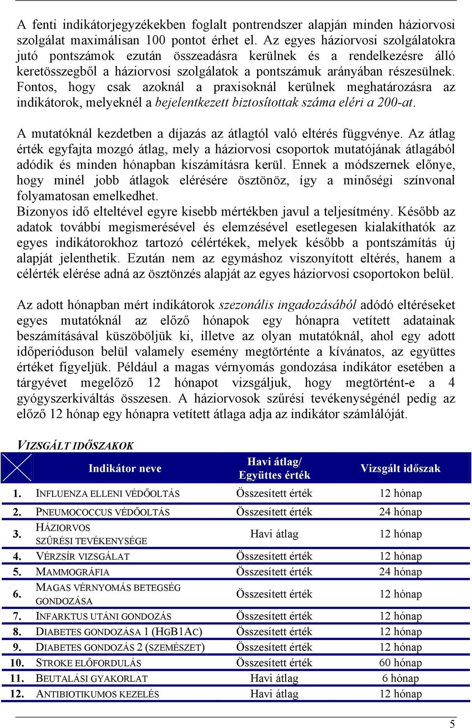 Fontos, hogy csak azoknál a praxisoknál kerülnek meghatározásra az indikátorok, melyeknél a bejelentkezett biztosítottak száma eléri a 200-at.