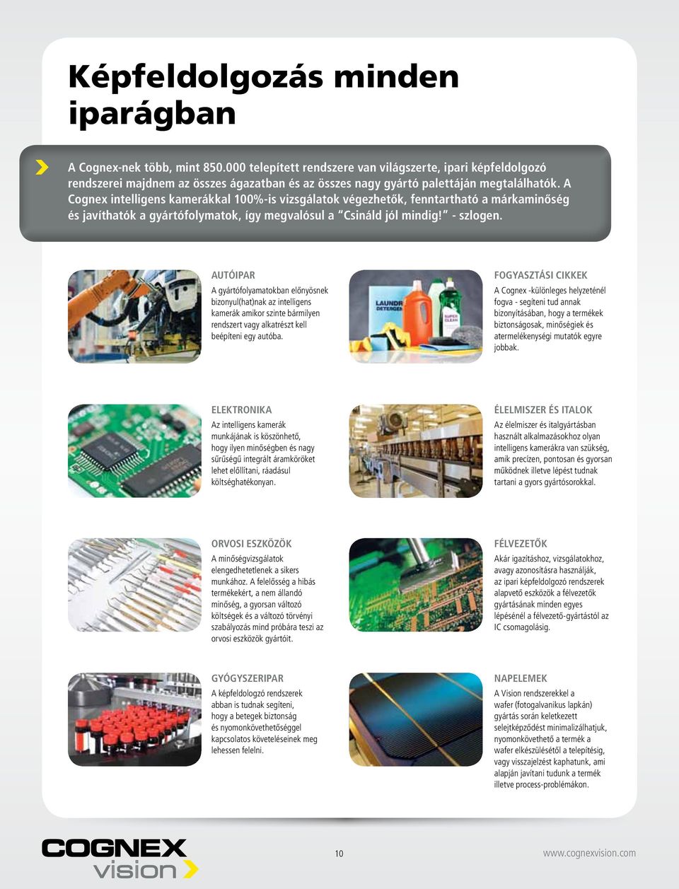 A ognex intelligens kamerákkal 100%-is vizsgálatok végezhetők, fenntartható a márkaminőség és javíthatók a gyártófolymatok, így megvalósul a sináld jól mindig! - szlogen.