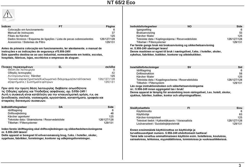 Este aparelho destina-se ao uso industrial, nomeadamente em hotéis, escolas, hospitais, fábricas, lojas, escritórios e empresas de aluguer.