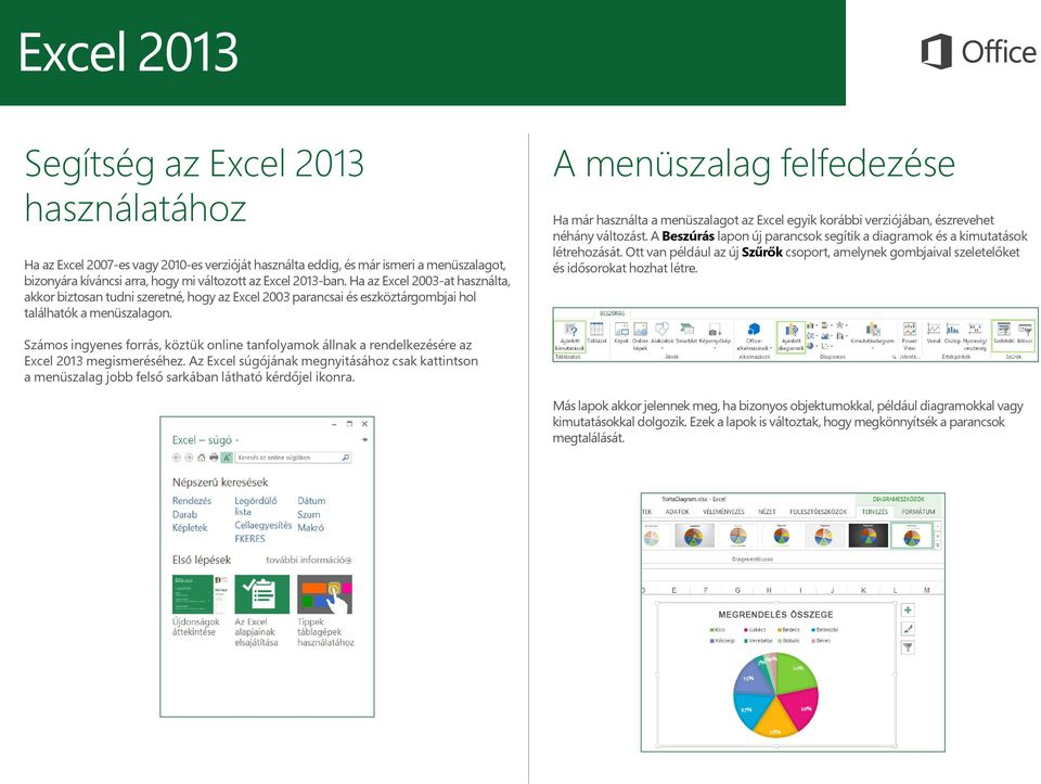 A menüszalag felfedezése Ha már használta a menüszalagot az Excel egyik korábbi verziójában, észrevehet néhány változást.