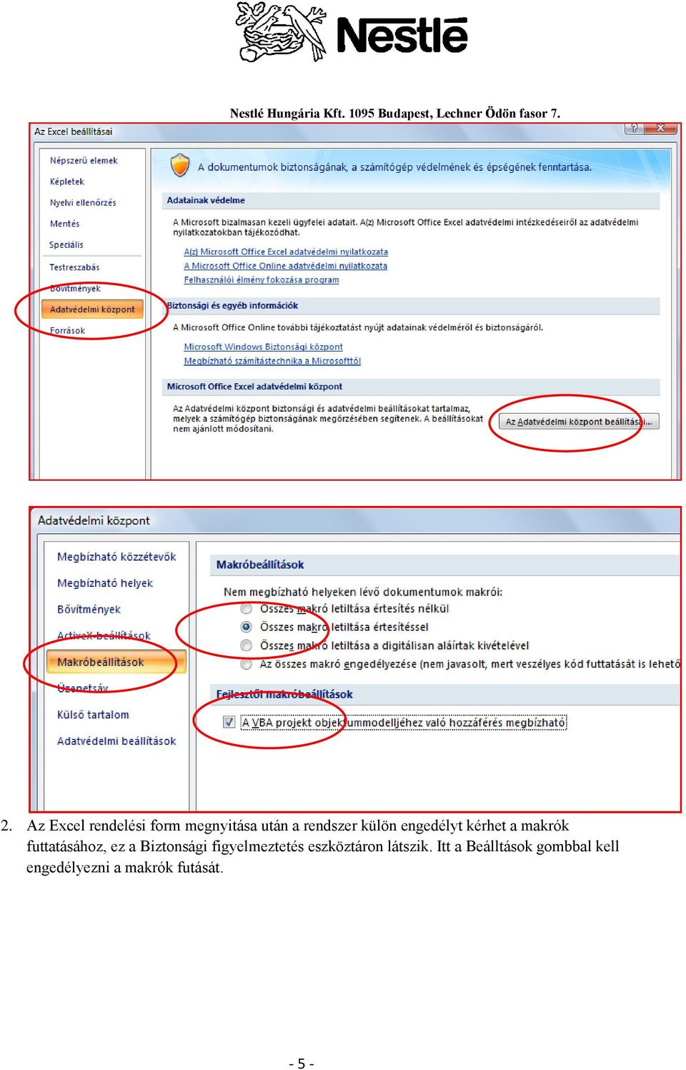 Biztonsági figyelmeztetés eszköztáron látszik.