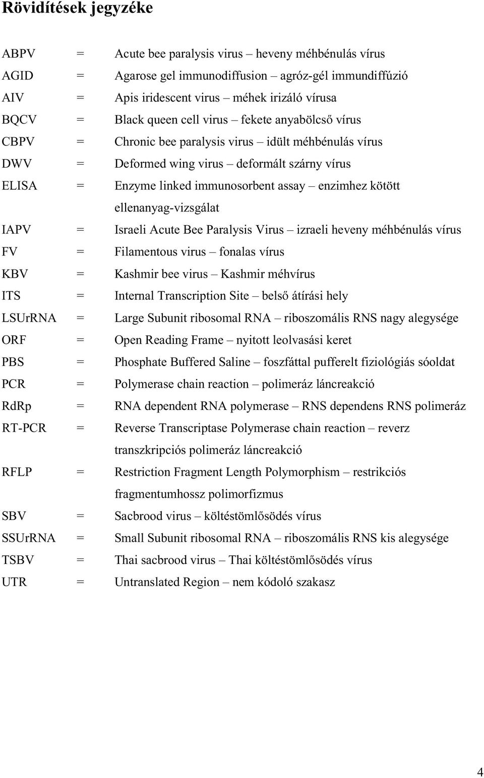 kötött ellenanyag-vizsgálat IAPV = Israeli Acute Bee Paralysis Virus izraeli heveny méhbénulás vírus FV = Filamentous virus fonalas vírus KBV = Kashmir bee virus Kashmir méhvírus ITS = Internal