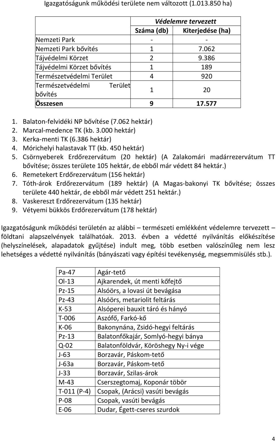 000 hektár) 3. Kerka-menti TK (6.386 hektár) 4. Mórichelyi halastavak TT (kb. 450 hektár) 5.