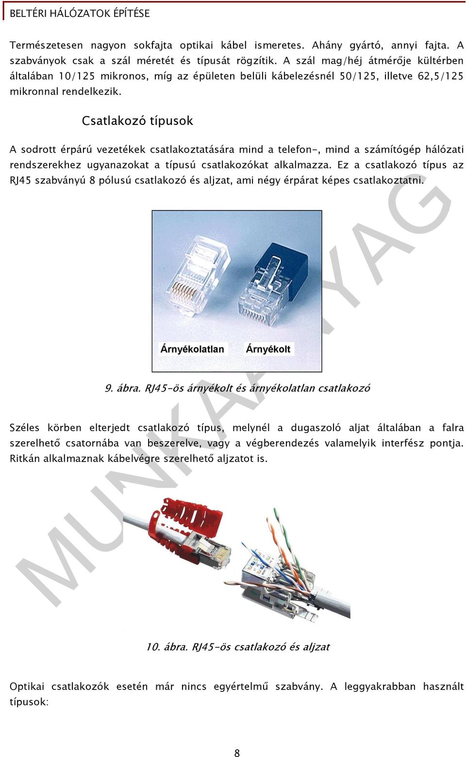 Csatlakozó típusok A sodrott érpárú vezetékek csatlakoztatására mind a telefon-, mind a számítógép hálózati rendszerekhez ugyanazokat a típusú csatlakozókat alkalmazza.