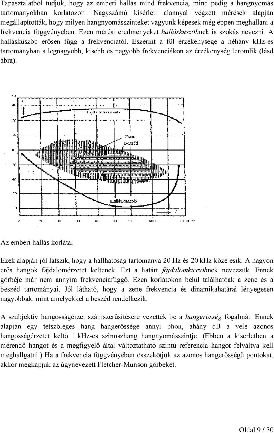 Ezen mérési eredményeket hallásküszöbnek is szokás nevezni. A hallásküszöb erősen függ a frekvenciától.