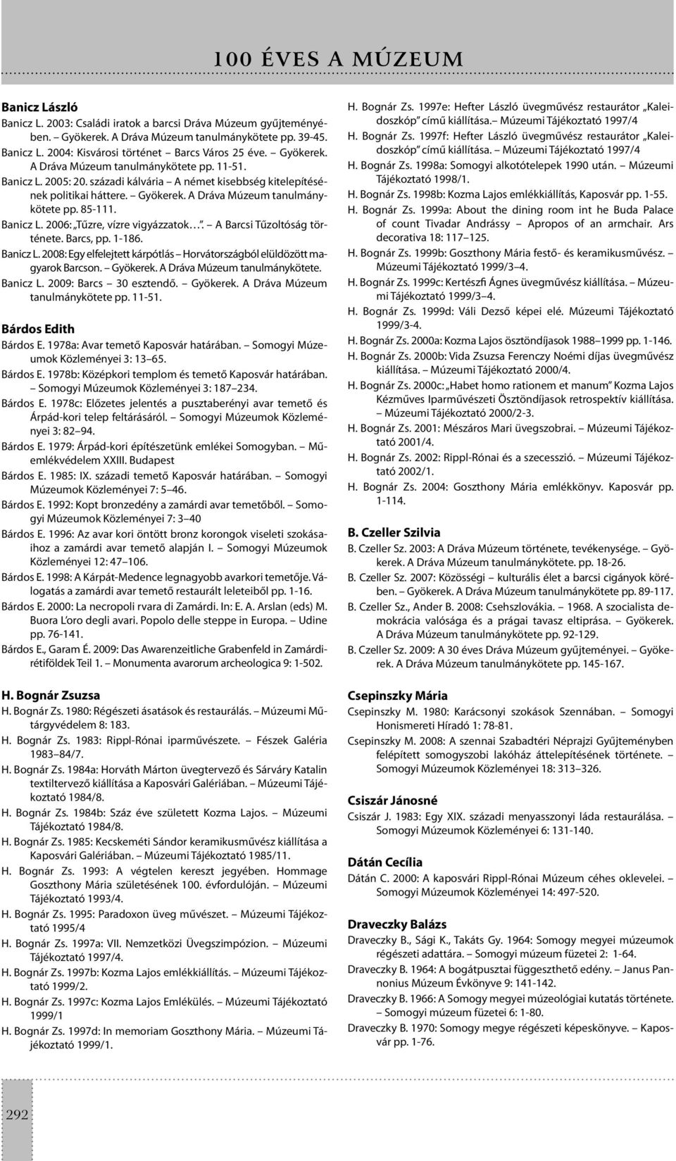 Banicz L. 2006: Tűzre, vízre vigyázzatok. A Barcsi Tűzoltóság története. Barcs, pp. 1-186. Banicz L. 2008: Egy elfelejtett kárpótlás Horvátországból elüldözött magyarok Barcson. Gyökerek.