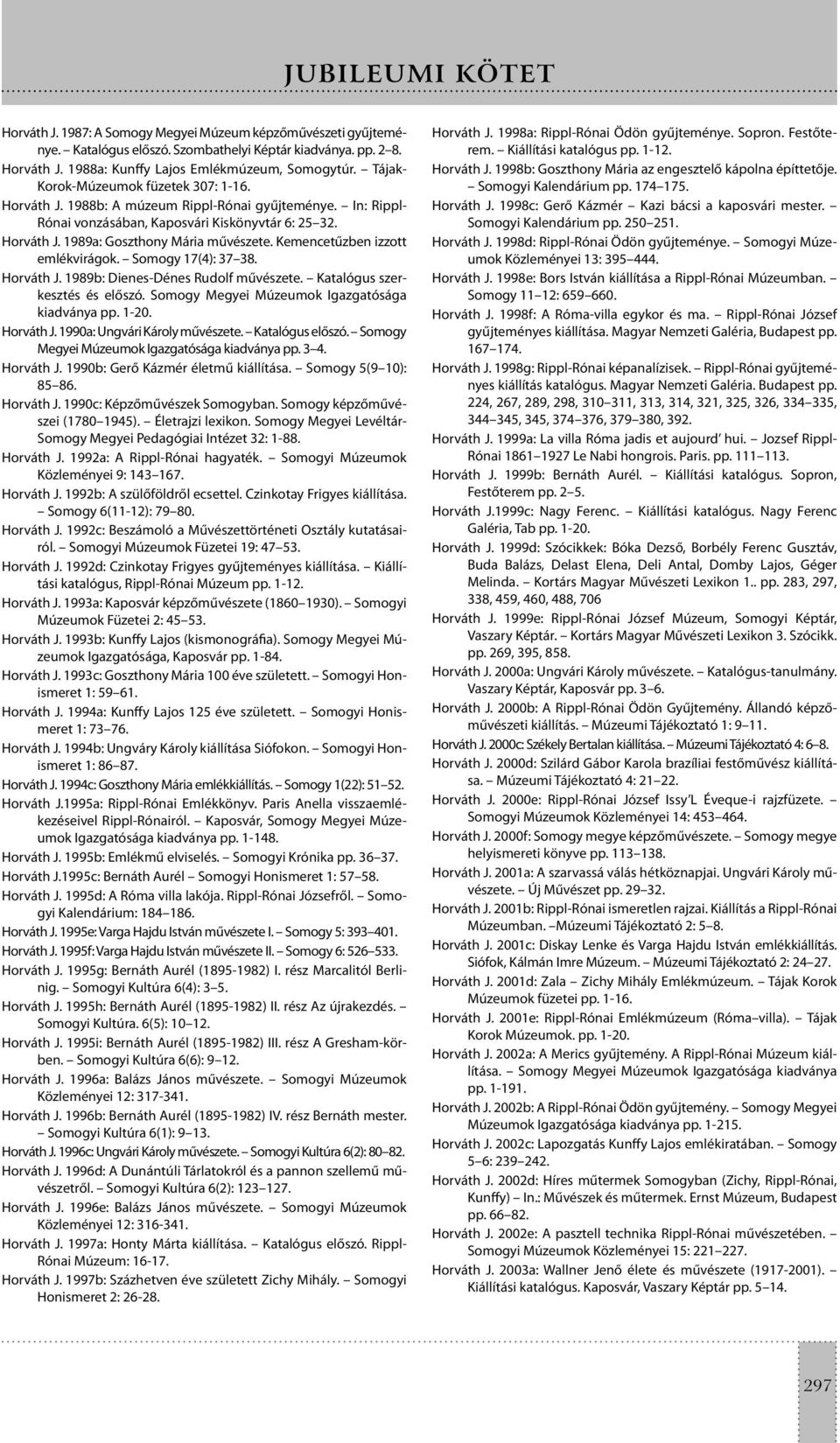 Kemencetűzben izzott emlékvirágok. Somogy 17(4): 37 38. Horváth J. 1989b: Dienes-Dénes Rudolf művészete. Katalógus szerkesztés és előszó. Somogy Megyei Múzeumok Igazgatósága kiadványa pp. 1-20.