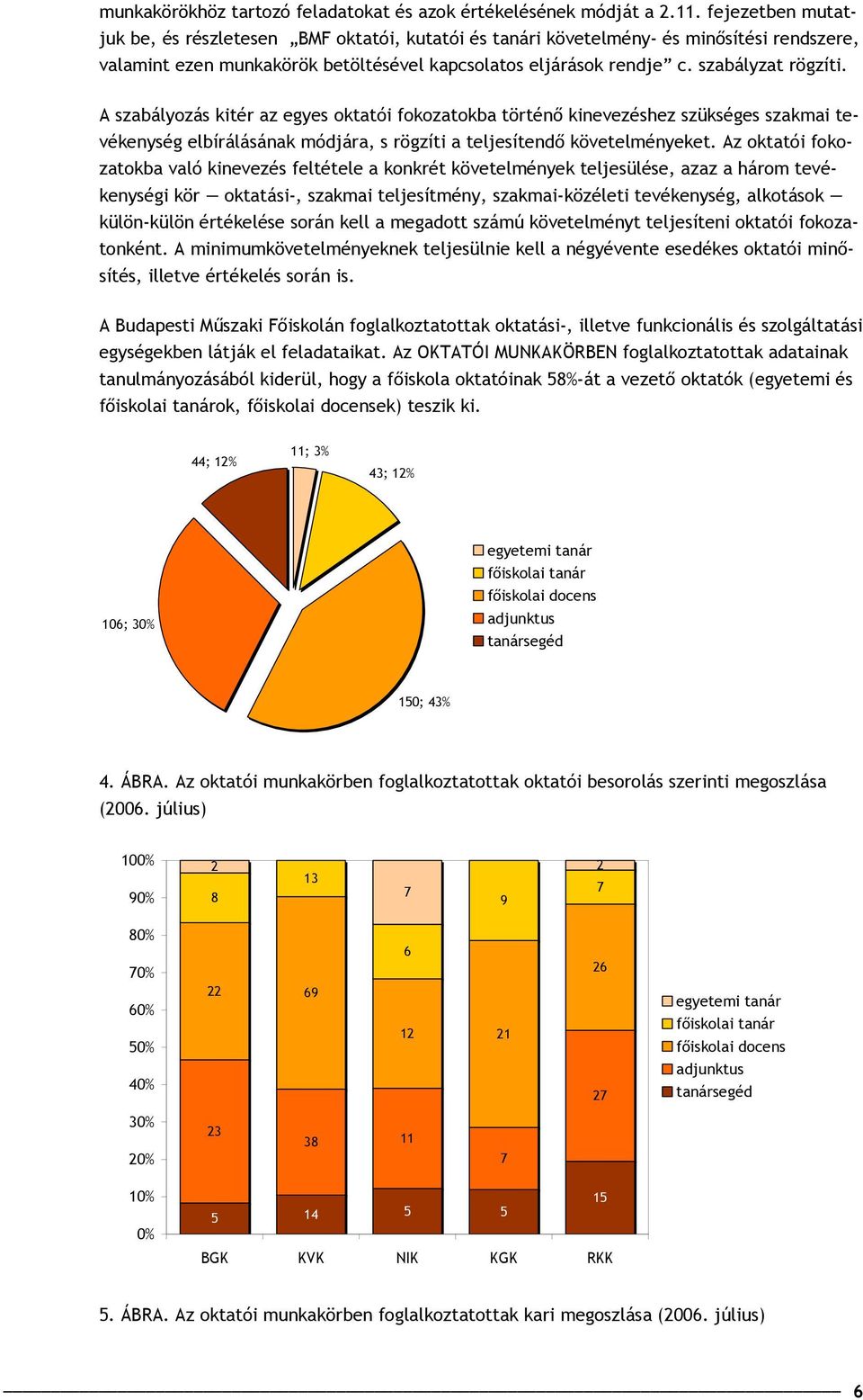 A szabályozás kitér az egyes oktatói fokozatokba történő kinevezéshez szükséges szakmai tevékenység elbírálásának módjára, s rögzíti a teljesítendő követelményeket.