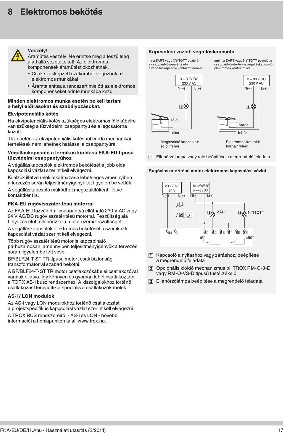 Minden elektromos munka esetén be kell tartani a helyi előírásokat és szabályozásokat.