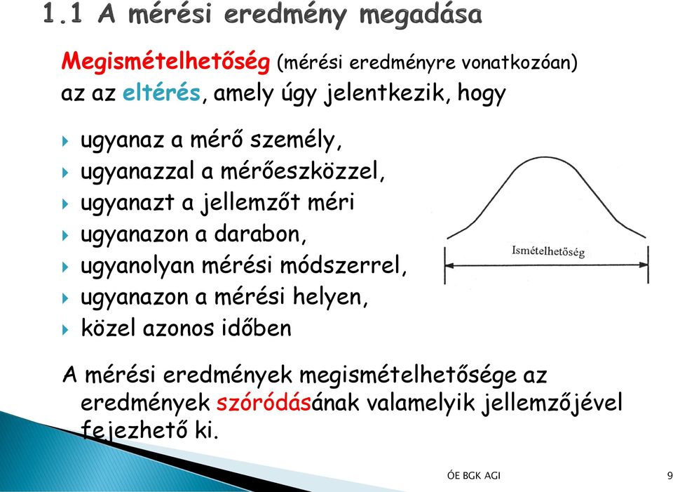 darabon, ugyanolyan mérési módszerrel, ugyanazon a mérési helyen, közel azonos időben A