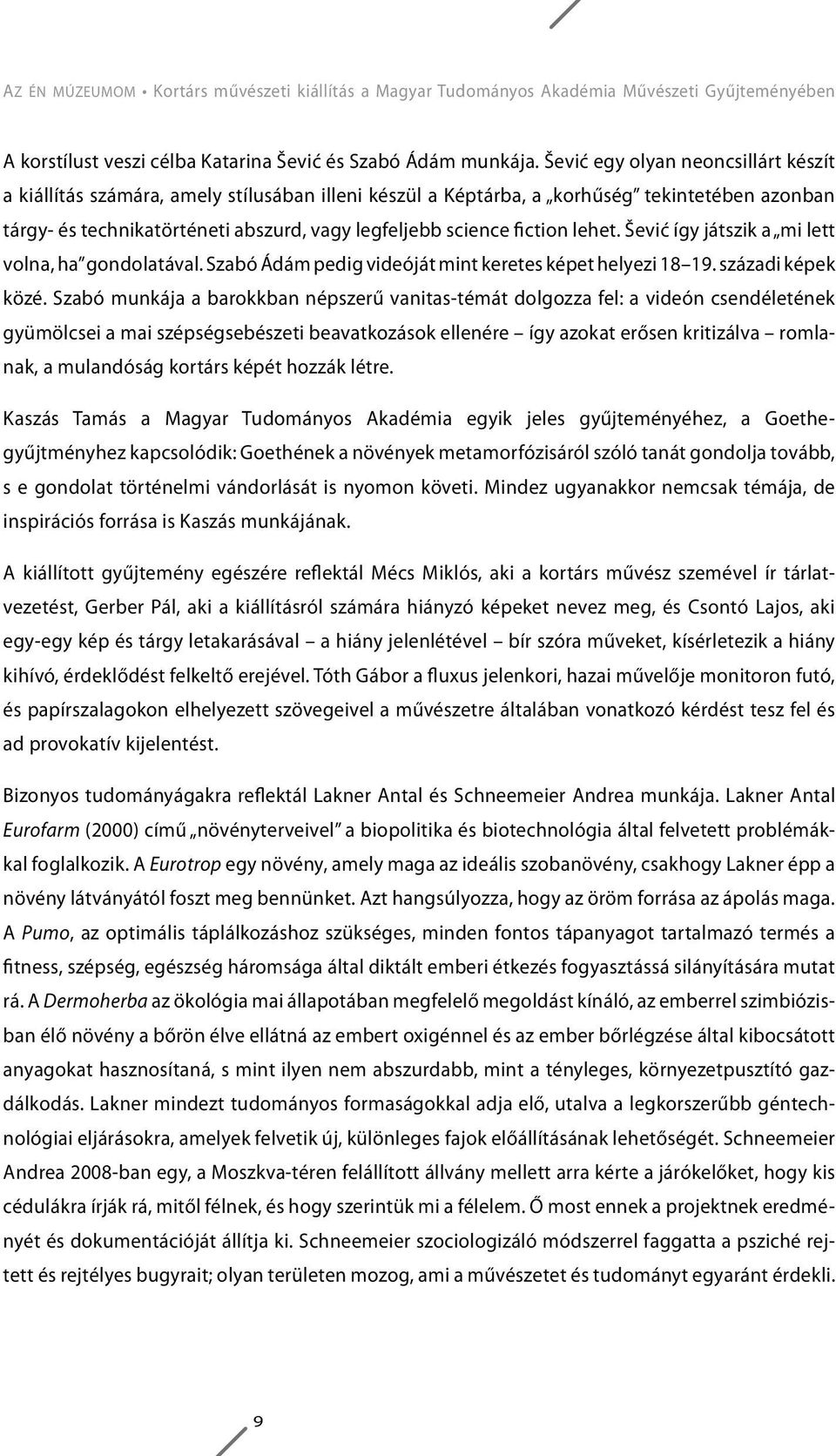 fiction lehet. Šević így játszik a mi lett volna, ha gondolatával. Szabó Ádám pedig videóját mint keretes képet helyezi 18 19. századi képek közé.