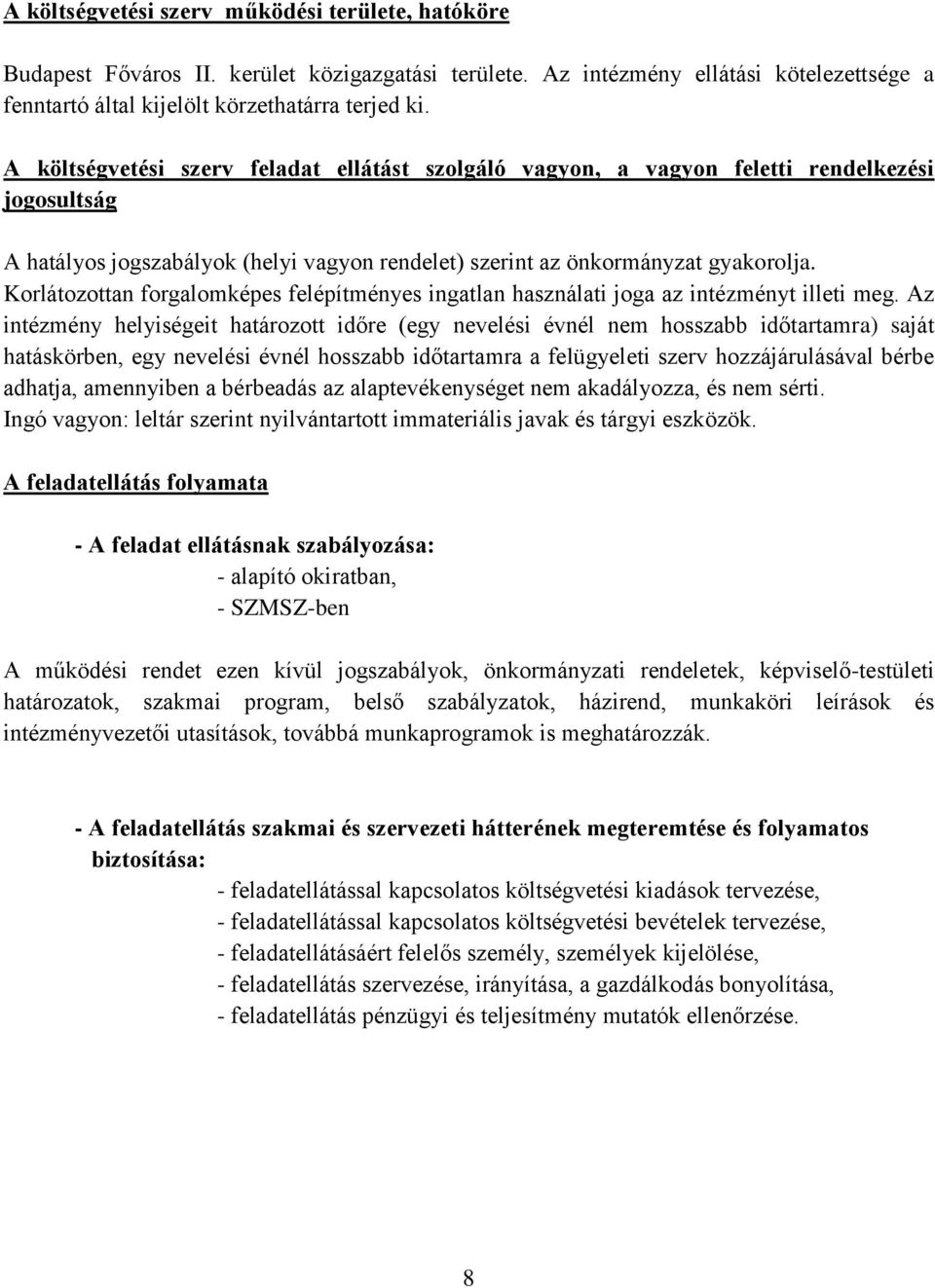 Korlátozottan forgalomképes felépítményes ingatlan használati joga az intézményt illeti meg.