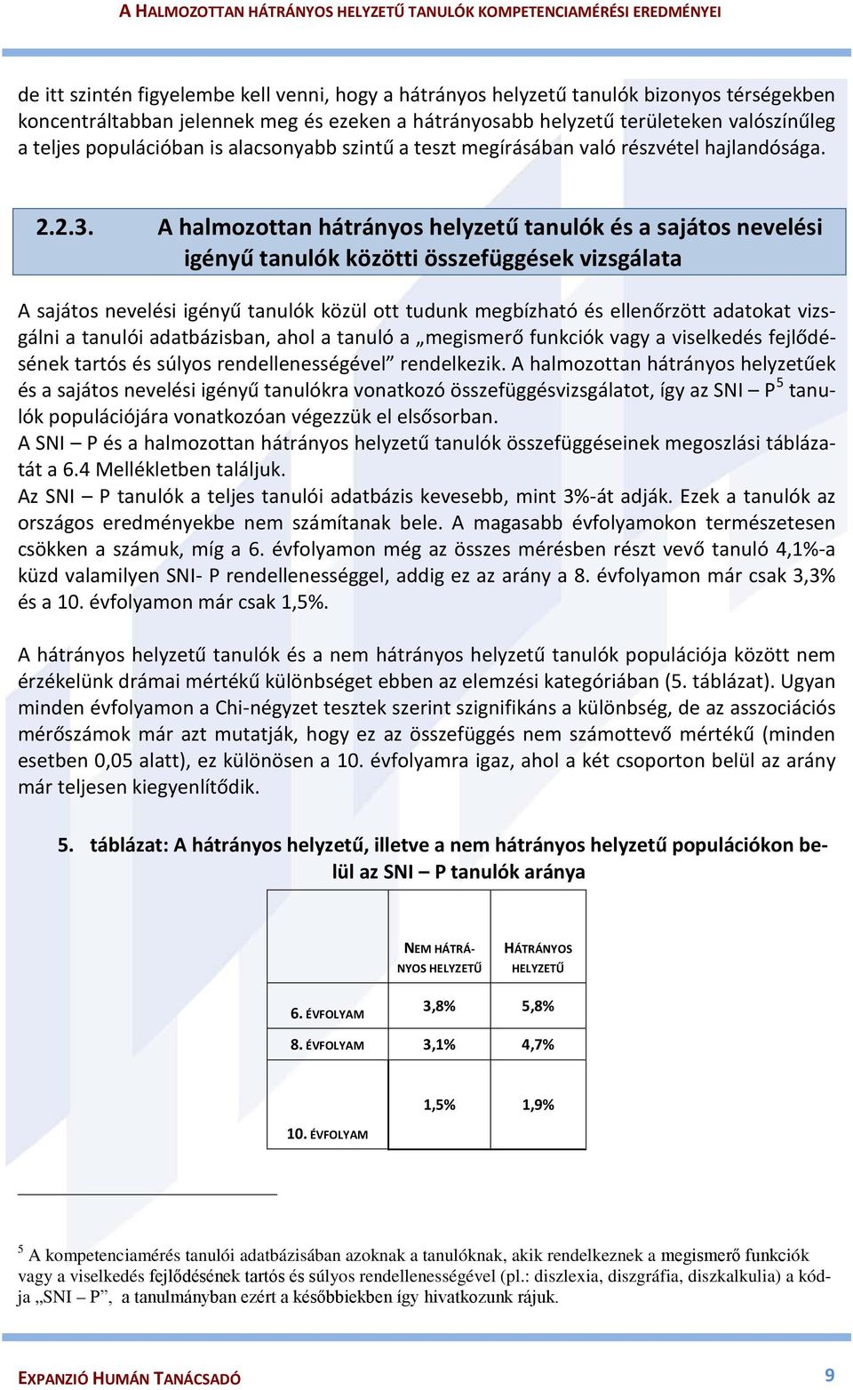 A halmozottan hátrányos helyzetű tanulók és a sajátos nevelési igényű tanulók közötti összefüggések vizsgálata A sajátos nevelési igényű tanulók közül ott tudunk megbízható és ellenőrzött adatokat