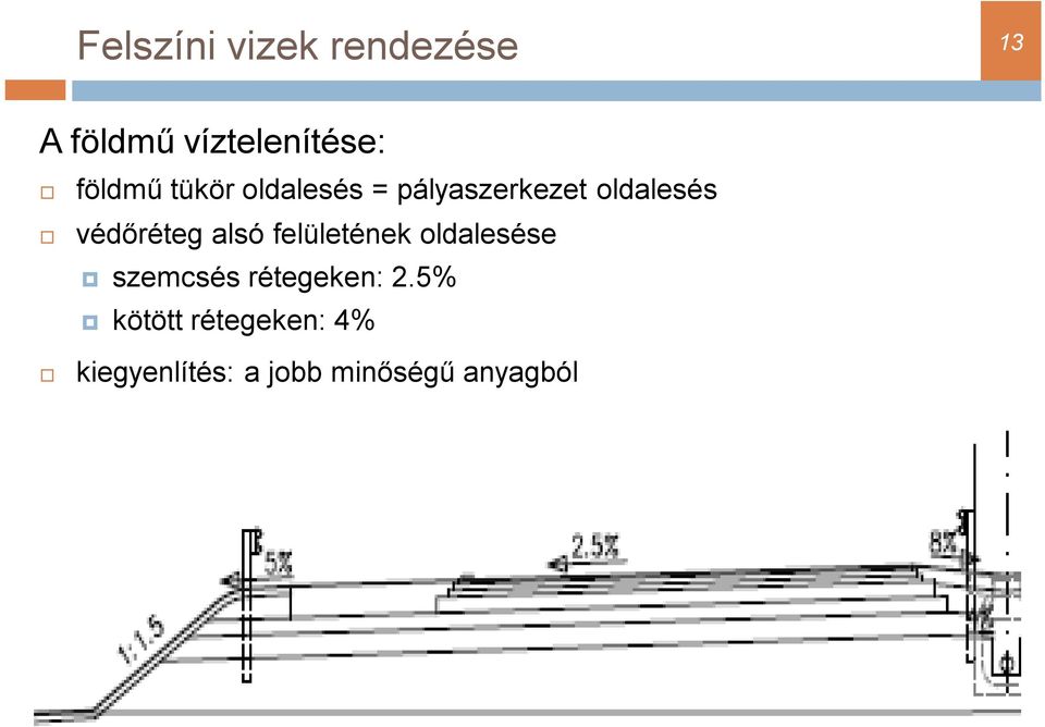 védőréteg alsó felületének oldalesése szemcsés