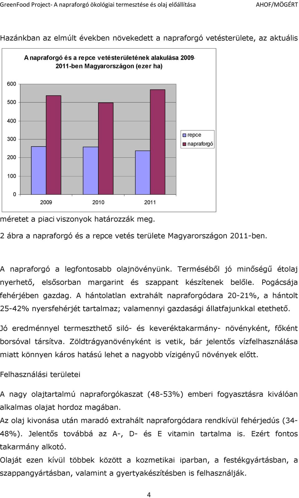 Terméséből jó minőségű étolaj nyerhető, elsősorban margarint és szappant készítenek belőle. Pogácsája fehérjében gazdag.