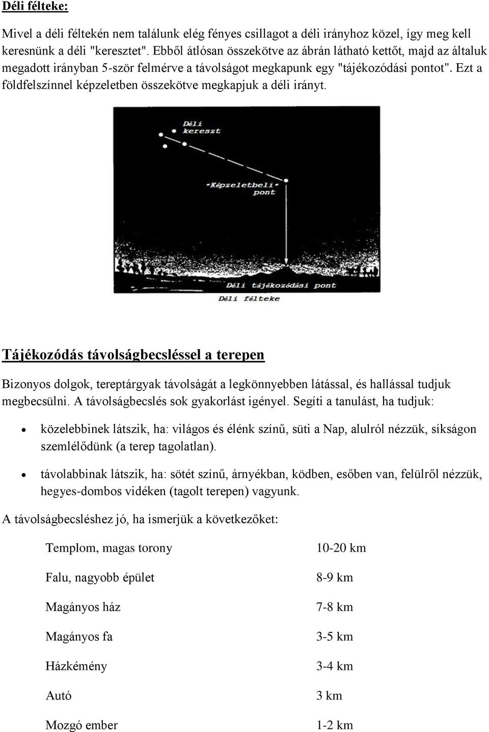 Ezt a földfelszínnel képzeletben összekötve megkapjuk a déli irányt.