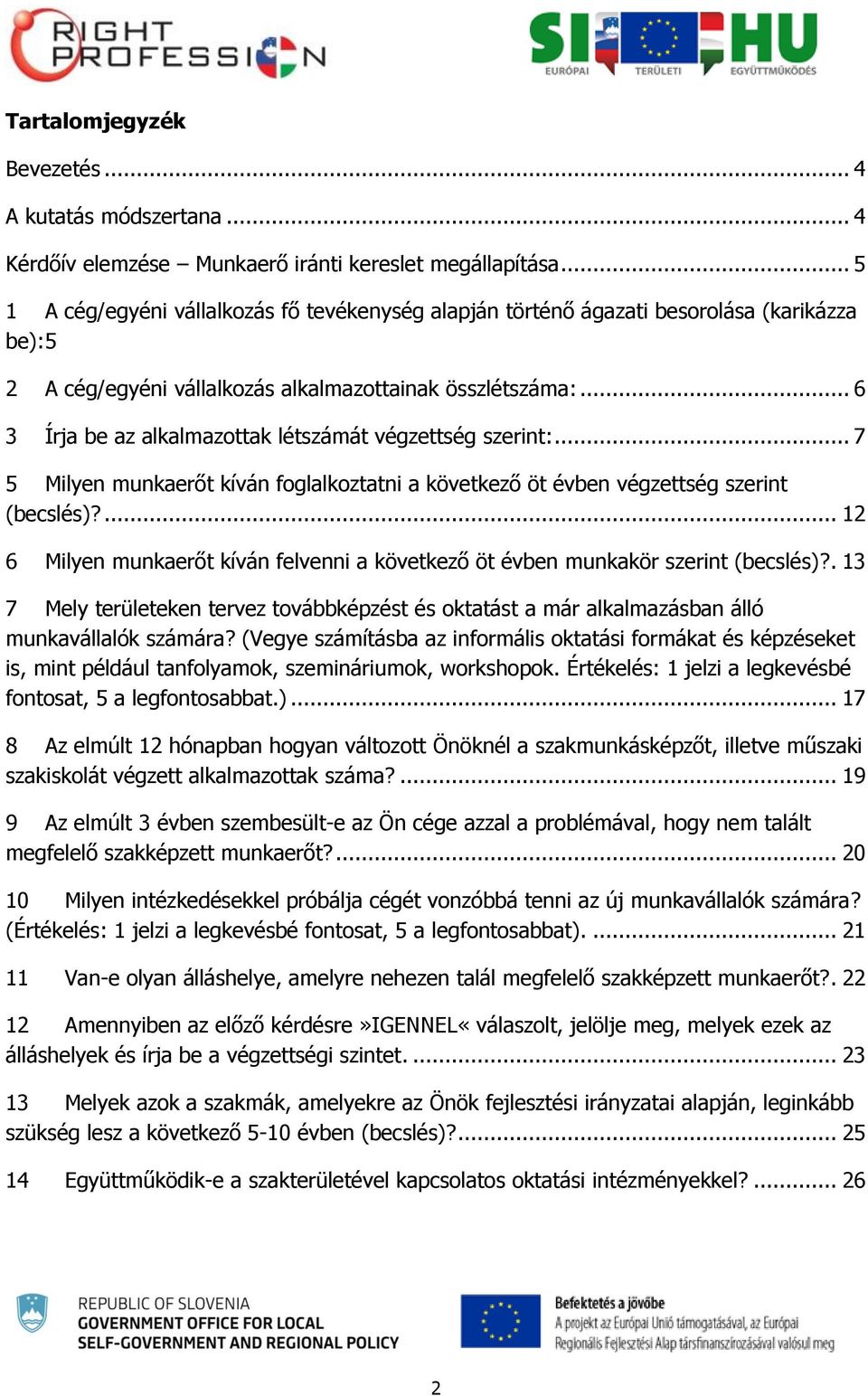 .. 6 3 Írja be az alkalmazottak létszámát végzettség szerint:... 7 5 Milyen munkaerőt kíván foglalkoztatni a következő öt évben végzettség szerint (becslés)?