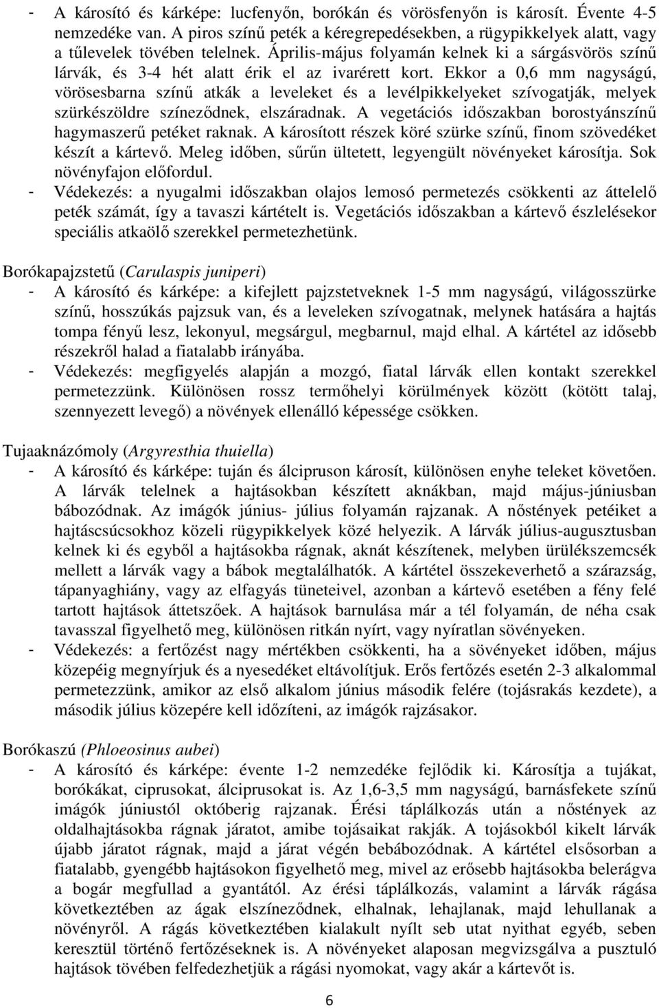 Ekkor a 0,6 mm nagyságú, vörösesbarna színő atkák a leveleket és a levélpikkelyeket szívogatják, melyek szürkészöldre színezıdnek, elszáradnak.