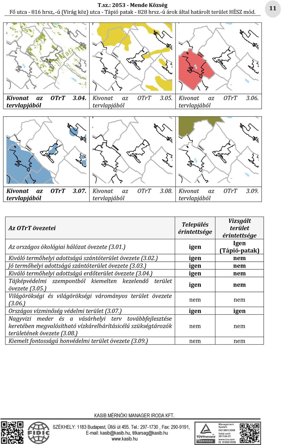 ) Kiváló termőhelyi adottságú erdőterület övezete (3.04.) Tájképvédelmi szempontból kiemelten kezelendő terület övezete (3.05.) Világörökségi és világörökségi várományos terület övezete (3.06.