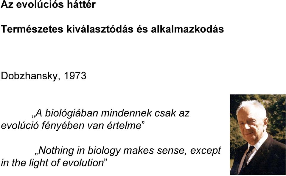 mindennek csak az evolúció fényében van értelme