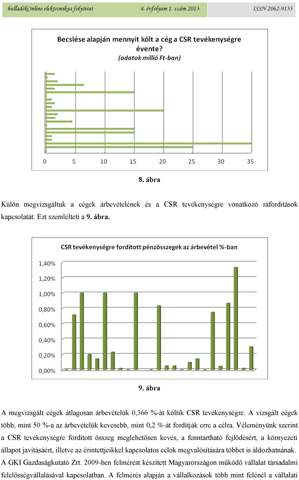 A vizsgált cégek több, mint 50 %-a az árbevételük kevesebb, mint 0,2 %-át fordítják erre a célra.