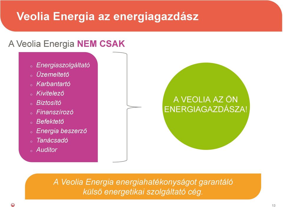 Finanszírzó Befektető Energia beszerző Tanácsadó Auditr A VEOLIA AZ ÖN
