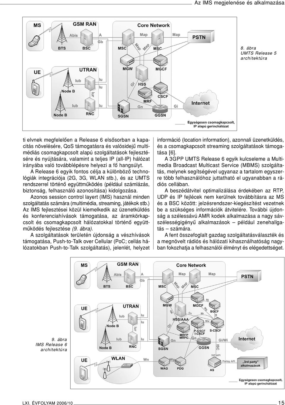 nyújtására, valamint a teljes IP (all-ip) hálózat irányába való továbblépésre helyezi a fô hangsúlyt. A Release 6 egyik fontos célja a különbözô technológiák integrációja (2G, 3G, WLAN stb.