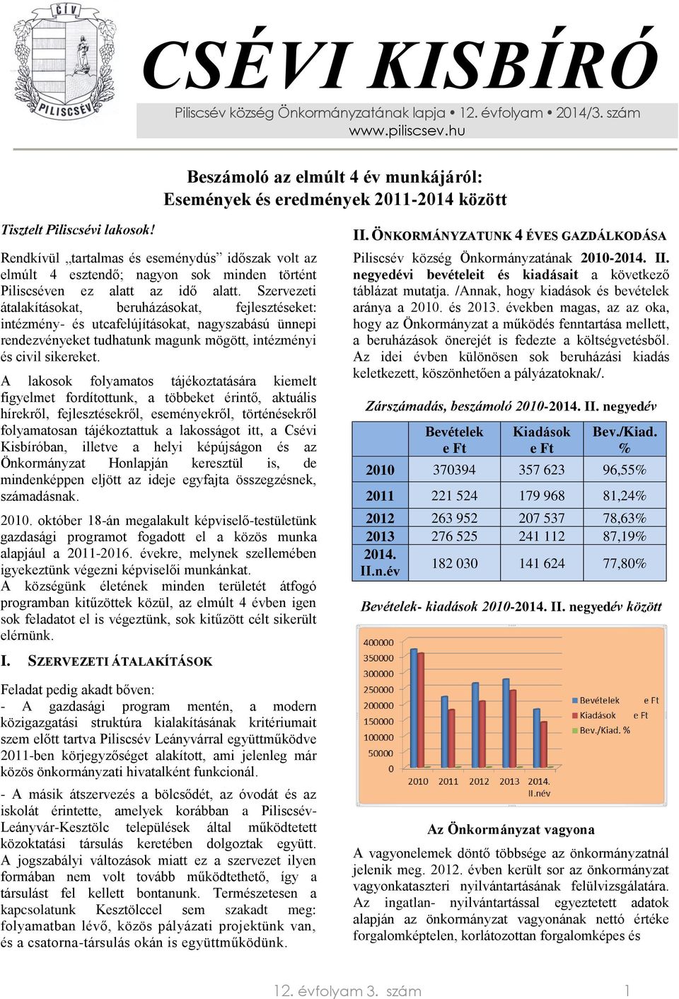 Rendkívül tartalmas és eseménydús időszak volt az elmúlt 4 esztendő; nagyon sok minden történt Piliscséven ez alatt az idő alatt.