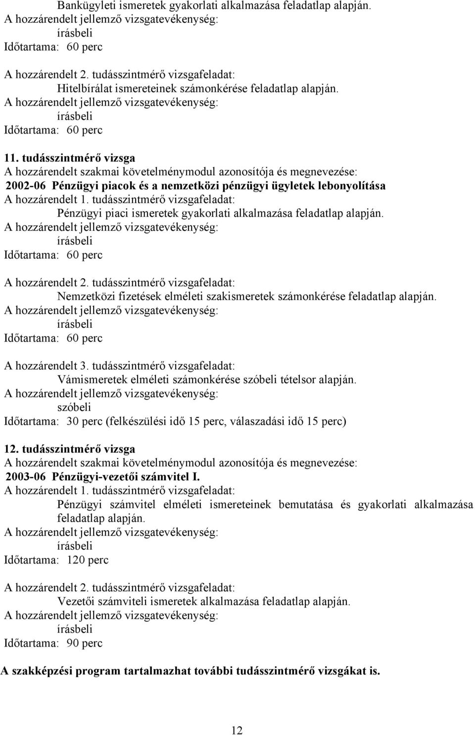 tudásszintmérő vizsgafeladat: Pénzügyi piaci ismeretek gyakorlati alkalmazása feladatlap alapján. írásbeli Időtartama: 60 perc A hozzárendelt 2.